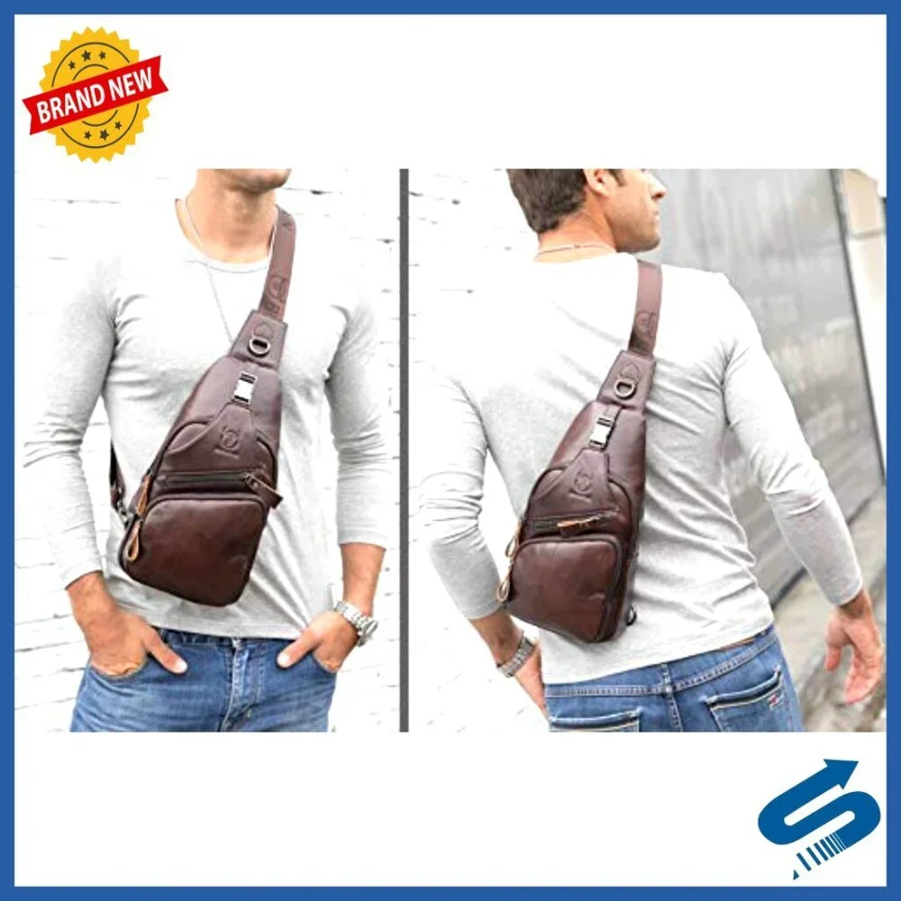 Genuine Leather Sling Bag Crossbody Shoulder Bag Travel Daypack